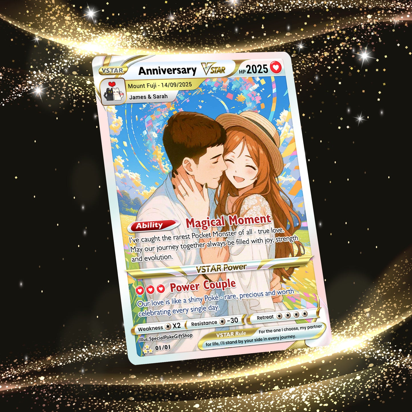 Anime Transformation Custom Pokemon Card - Personalized Poke Card for Couples - Holographic Effect Available - CPC-30