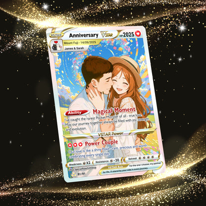 Anime Transformation Custom Pokemon Card - Personalized Poke Card for Couples - Holographic Effect Available - CPC-30