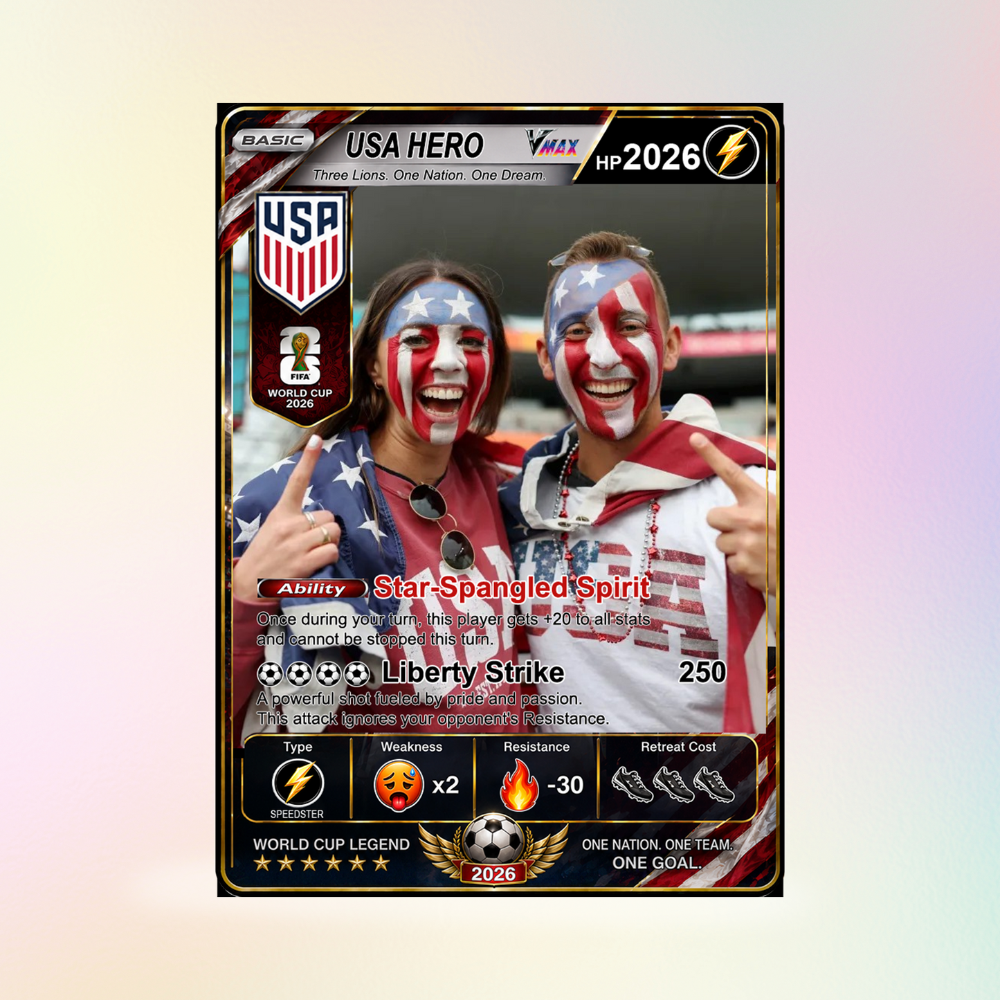 Custom World Cup 2026 Soccer Card, Personalized Football Trading Card, Pokémon-Style Fan Card with Photo, Unique Gift for Soccer Fans - CPC-WC-USA
