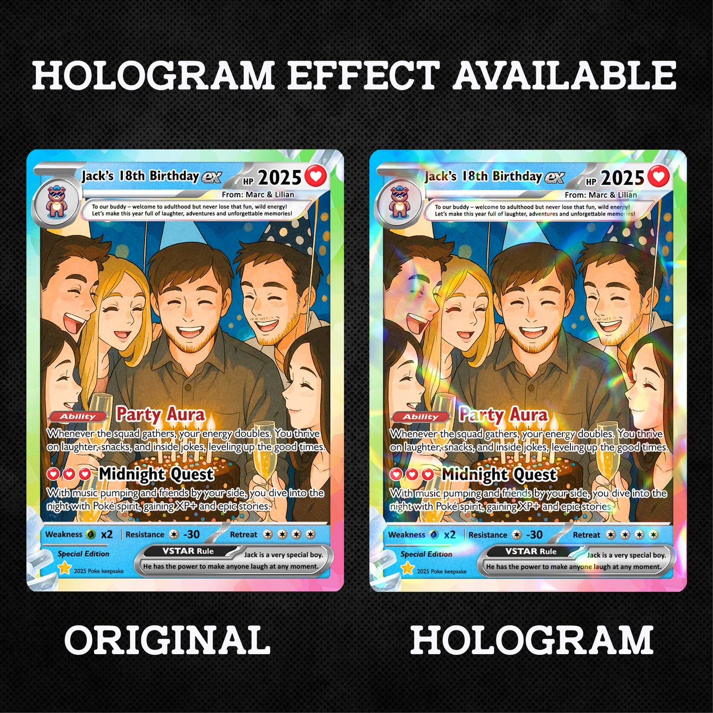 Custom Pokemon Card Birthday, Personalized Pocket Monster Style Gifts for Date of Birth, Best Anime-Inspired Cards for Friends, Son, Daughter, Partner - CPC-56