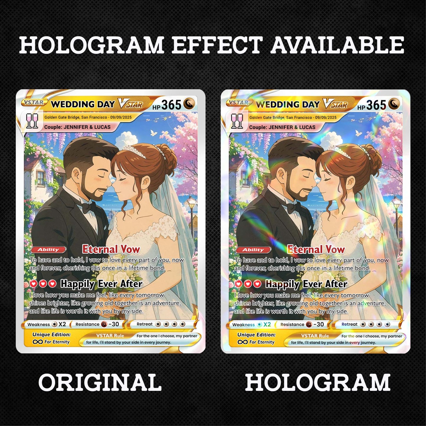 Personalized Pokemon Card for Couples with Ghibli Style - Custom Couple Pokemon Card for Him Her - Deep Custom Names Date Location - CPC-34