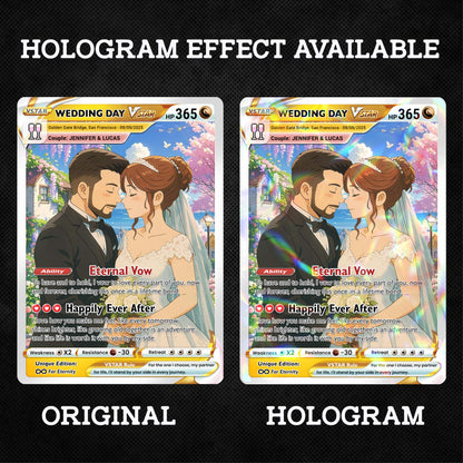 Personalized Pokemon Card for Couples with Ghibli Style - Custom Couple Pokemon Card for Him Her - Deep Custom Names Date Location - CPC-34