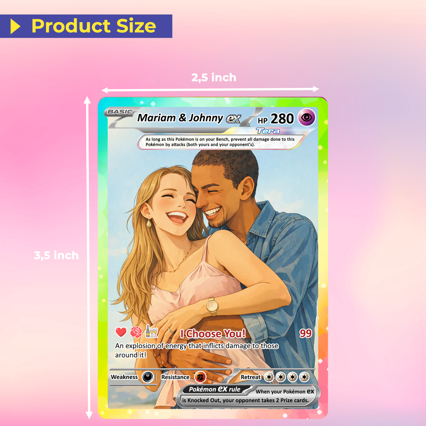 Custom Pokémon Cards with Anime Picture, Personalized Poke Cards Animated Style Gifts for Him and Her - CPC-04.A