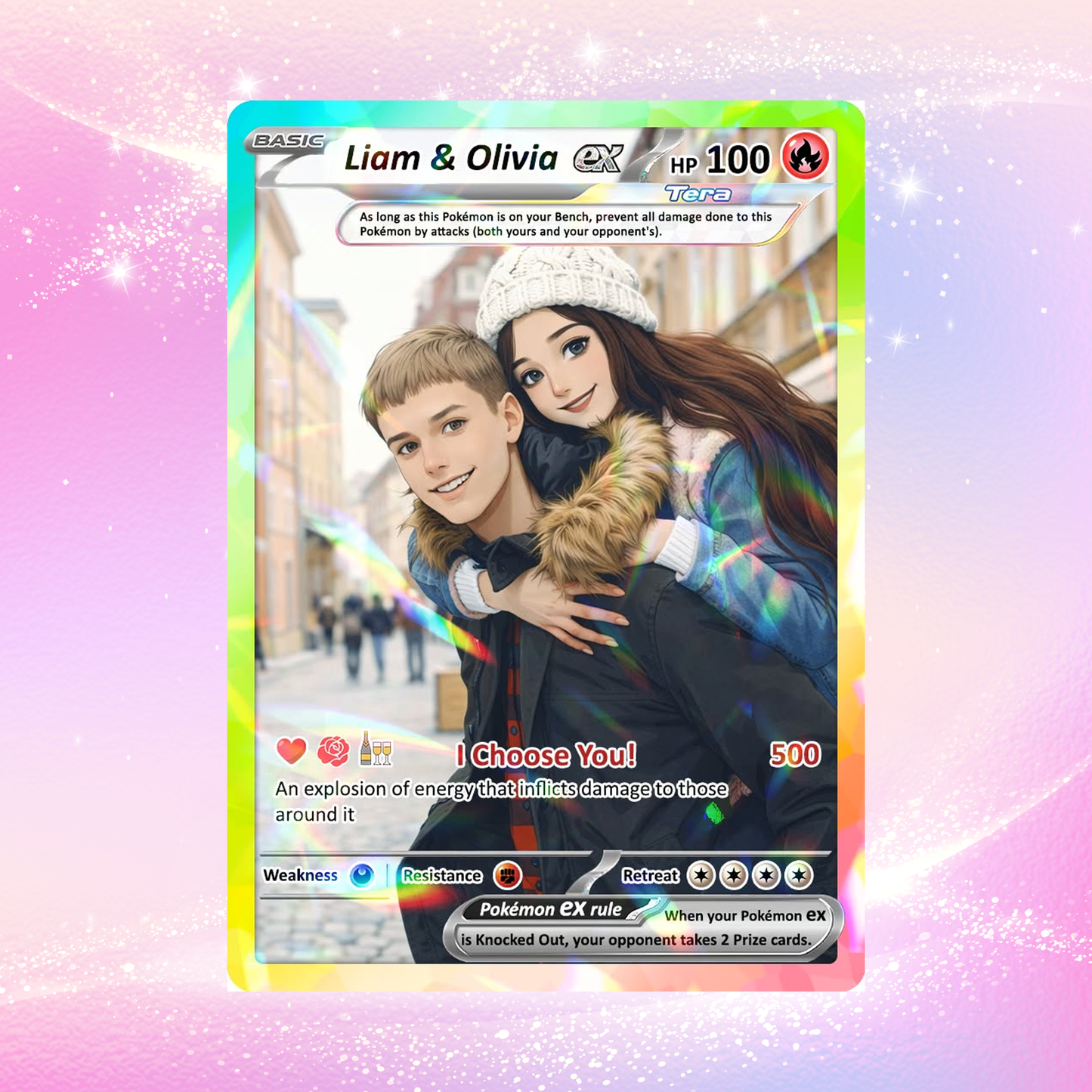 Custom Pokémon Cards with Anime Picture, Personalized Poke Cards Animated Style Gifts for Him and Her - CPC-04.B