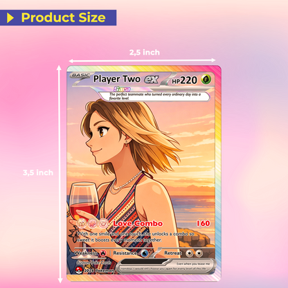 Matching Set Custom Pokémon Cards, Set of 2 Personalized Poke Cards, Buy 1 Get 2 Animated Style Gifts for Him and Her - CPC-100