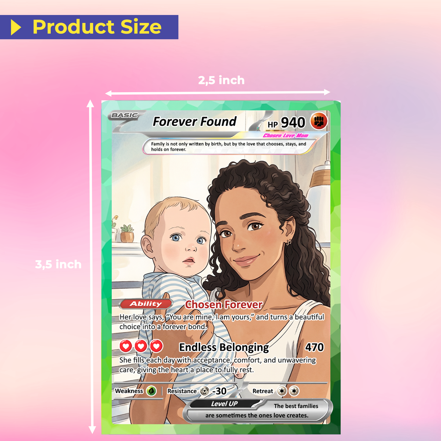 For Adoptive Mom Happy Mother's Day Custom Pokémon Card - Anime-Inspired Personalized Mother’s Day Gift Celebrating Chosen Family | Perfect Gift for Adoptive Mom - CPC-104