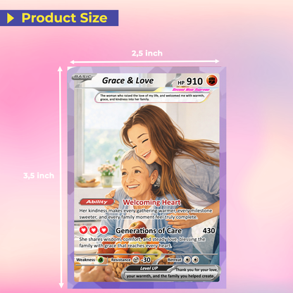 For Mother-in-Law Happy Mother's Day Custom Pokémon Card - Anime-Inspired Personalized Pokemon Card for Mom | Gift from Daughter-in-Law or Son-in-Law - Customizable Trading Cards - CPC-102