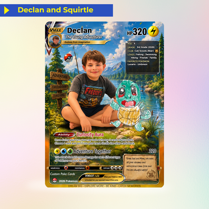 Declan's Dream Team Pokémon Card – One-of-a-Kind Custom Card Inspired by His Original Artwork | Personalized Family Keepsake (2026 Edition)