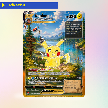Declan's Dream Team Pokémon Card – One-of-a-Kind Custom Card Inspired by His Original Artwork | Personalized Family Keepsake (2026 Edition)