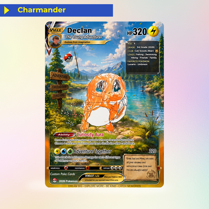 Declan's Dream Team Pokémon Card – One-of-a-Kind Custom Card Inspired by His Original Artwork | Personalized Family Keepsake (2026 Edition)
