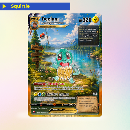 Declan's Dream Team Pokémon Card – One-of-a-Kind Custom Card Inspired by His Original Artwork | Personalized Family Keepsake (2026 Edition)