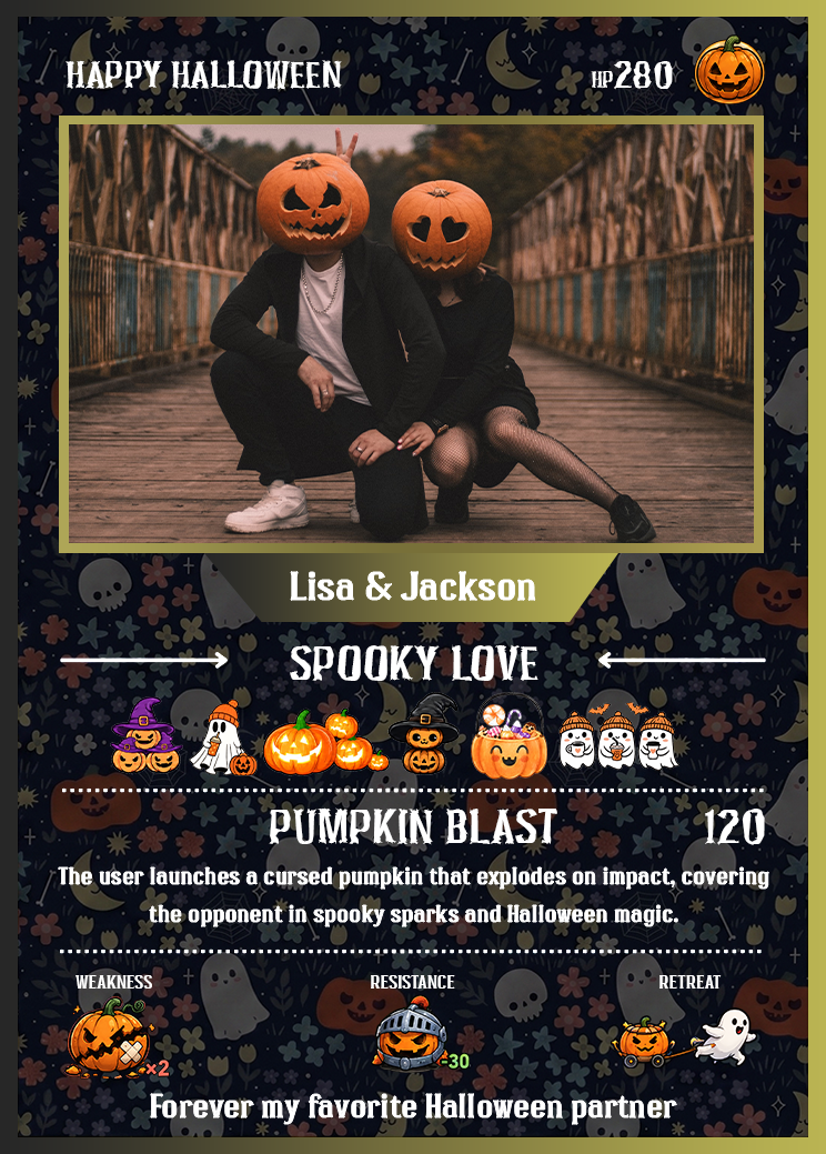Halloween Custom Pokémon Cards with Anime Picture, Personalized Pokemon Cards, Gifts for Him and Her - CPC-hlw-01