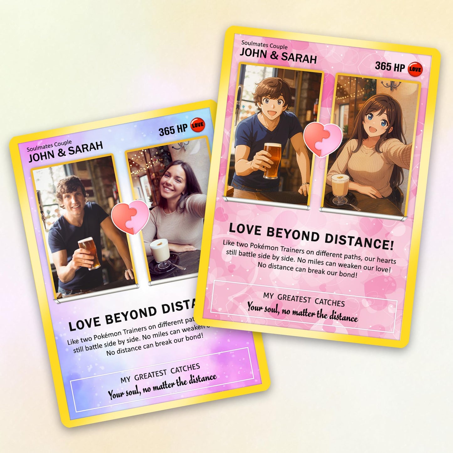 Custom Pokemon Card Keepsake for Love Beyond Distance - Best Anime-Inspired Couple Anime Style Gifts for Long-Distance Lovers - CPC-33