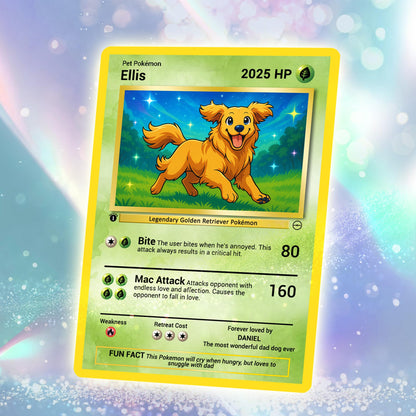 Custom Pokémon Card for Pet Lovers, Personalized Trading Card with Dog Cat Photo for Best Dad Dog Mom Cat - CPC-07