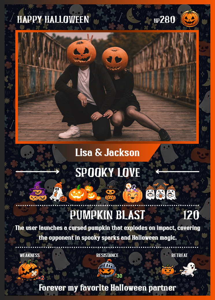 Halloween Custom Pokémon Cards with Anime Picture, Personalized Pokemon Cards, Gifts for Him and Her - CPC-hlw-01