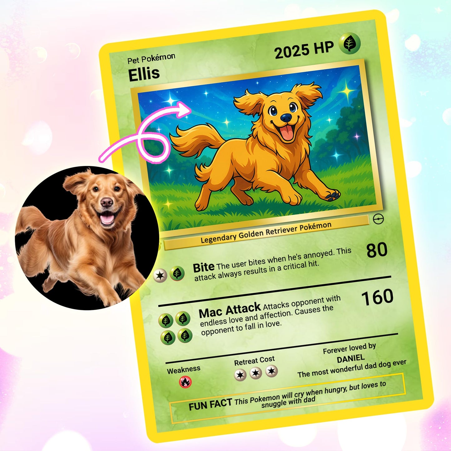 Custom Pokémon Card for Pet Lovers, Personalized Trading Card with Dog Cat Photo for Best Dad Dog Mom Cat - CPC-07