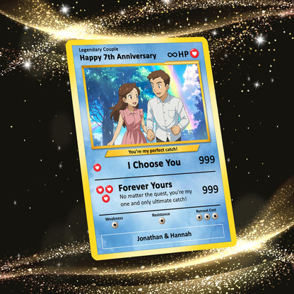 Personalized Pokemon Card for Couples with Anime Style - Custom Couple Pokemon Card for Him Her - Custom Names Anniversary - CPC-36