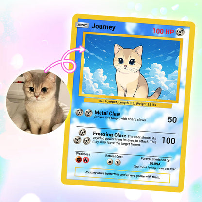 Custom Pokémon Card for Pet Lovers, Personalized Pokémon Card with Pet Photo for Dog Mom Cat Mom Dog Dad Cat Dad - CPC-08