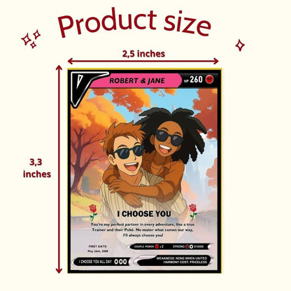 Custom Pokemon Card - Personalized Poke Card for Couples - Holographic Effect Available - CPC-29