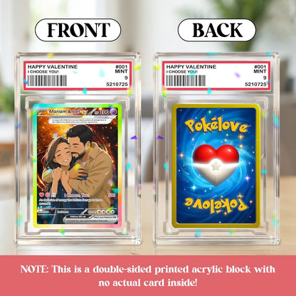 Custom Acrylic Pokemon Card Display Block - Custom Game-Inspired Card Block for Couples - Customized Acrylic Animated Style Plaque for Lovers | Best Valentine Gifts for Him, Her - CPC-74