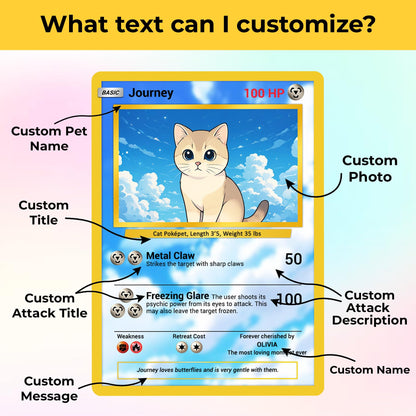 Custom Pokémon Card for Pet Lovers, Personalized Pokémon Card with Pet Photo for Dog Mom Cat Mom Dog Dad Cat Dad - CPC-08