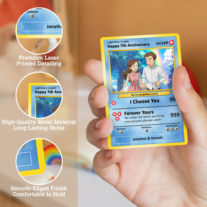 Personalized Pokemon Card for Couples with Anime Style - Custom Couple Pokemon Card for Him Her - Custom Names Anniversary - CPC-36