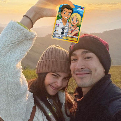 Customizable Pokemon Card - Personalized Anime-Inspired Pokemon Card for Couples - Holographic Effect Available - CPC-28