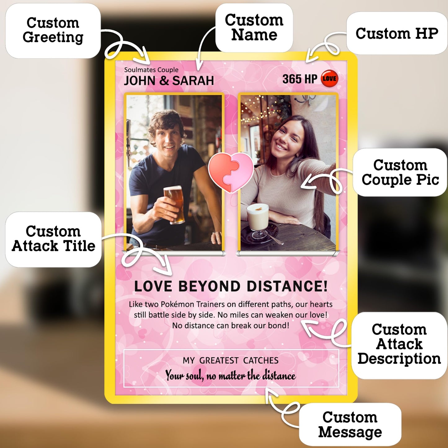 Custom Pokemon Card Keepsake for Love Beyond Distance - Best Anime-Inspired Couple Anime Style Gifts for Long-Distance Lovers - CPC-33