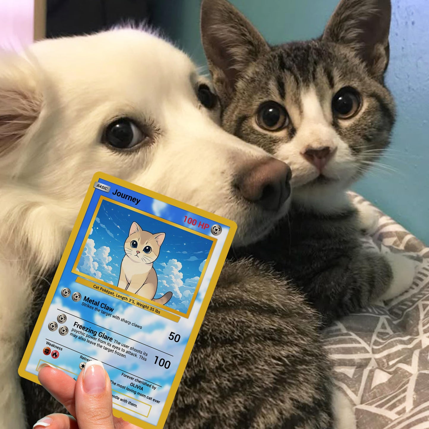Custom Pokémon Card for Pet Lovers, Personalized Pokémon Card with Pet Photo for Dog Mom Cat Mom Dog Dad Cat Dad - CPC-08