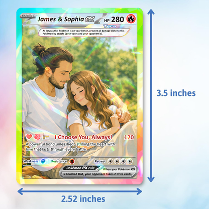 Custom Pokémon Cards with Anime Picture, Personalized Poke Cards Animated Style Gifts for Him and Her - CPC-04.B