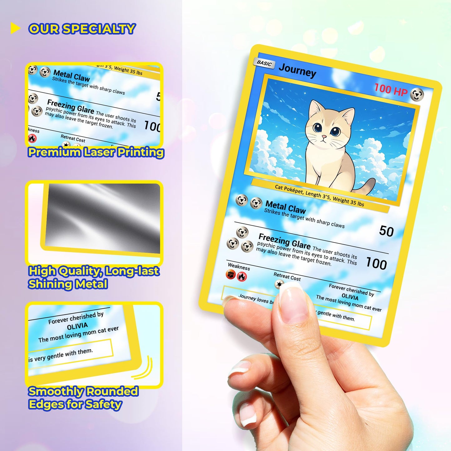 Custom Pokémon Card for Pet Lovers, Personalized Pokémon Card with Pet Photo for Dog Mom Cat Mom Dog Dad Cat Dad - CPC-08