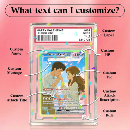 Custom Acrylic Pokemon Card Display Block - Custom Game-Inspired Card Block for Couples - Customized Acrylic Animated Style Plaque for Lovers | Best Valentine Gifts for Him, Her - CPC-15-BL