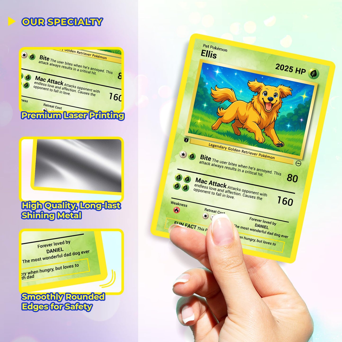 Custom Pokémon Card for Pet Lovers, Personalized Trading Card with Dog Cat Photo for Best Dad Dog Mom Cat - CPC-07