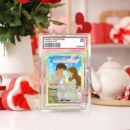 Custom Acrylic Pokemon Card Display Block - Custom Game-Inspired Card Block for Couples - Customized Acrylic Animated Style Plaque for Lovers | Best Valentine Gifts for Him, Her - CPC-15-BL