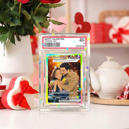 Custom Acrylic Pokemon Card Display Block - Custom Game-Inspired Card Block for Couples - Customized Acrylic Animated Style Plaque for Lovers | Best Valentine Gifts for Him, Her - CPC-74