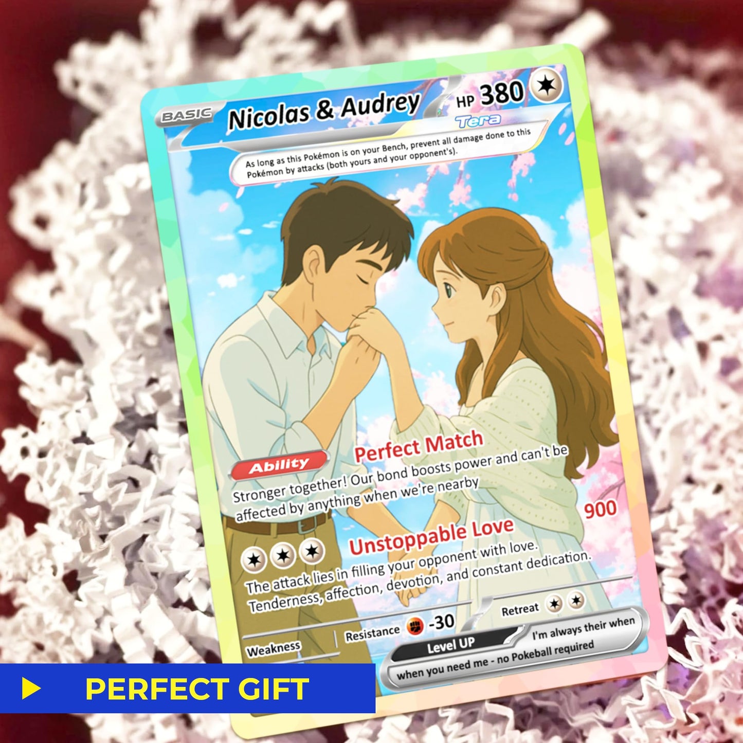 Custom Poke Card for Couple - Anime-Inspired Ghibli Aesthetic Pocket Monster Gift - Customizable Trading Cards - CPC-15