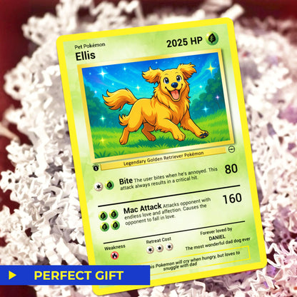 Custom Pokémon Card for Pet Lovers, Personalized Trading Card with Dog Cat Photo for Best Dad Dog Mom Cat - CPC-07
