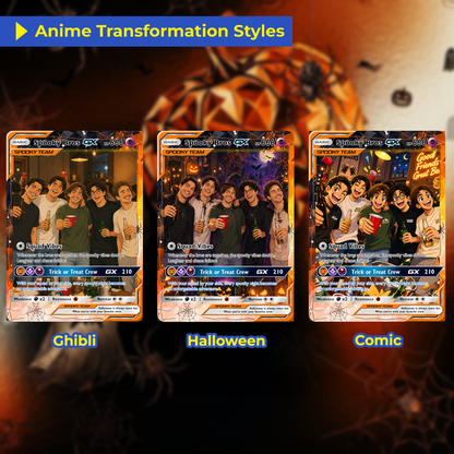 Halloween Custom Pokémon Card for Best Friends, Personalized Pokémon Card with Animated Photo, Customizable Group Gift, Custom Halloween Gift for Friends, Pokémon Party Gift - CPC-hlw-11