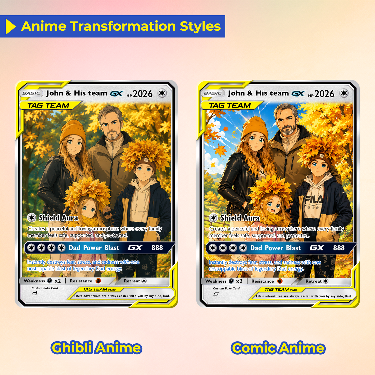 2026 Happy Father's Day Custom Pokémon Card - Comic Anime Style Personalized Pokémon Card for Dad - Perfect Gift for Dad - CPC-115