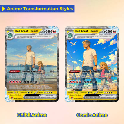 Happy Father's Day Custom Pokémon Card - Comic Anime Style Personalized Pokémon Card for Dad - Perfect Gift for Dad - CPC-116