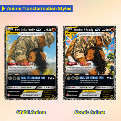 Happy Father's Day Custom Pokémon Card for Military Dad - Father’s Day Personalized Pokémon Card for The Army Dad - Trending Anime Customizable Gift from Wife, Son & Daughter - CPC-144