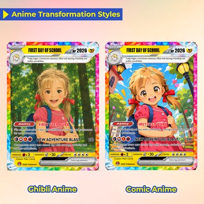 First Grade Custom Pokémon Card, First Day of School Personalized Pokémon Card, Customizable Animated Gift from Parents for Kids - Kindergarten Graduation Gift - CPC-BTS-23