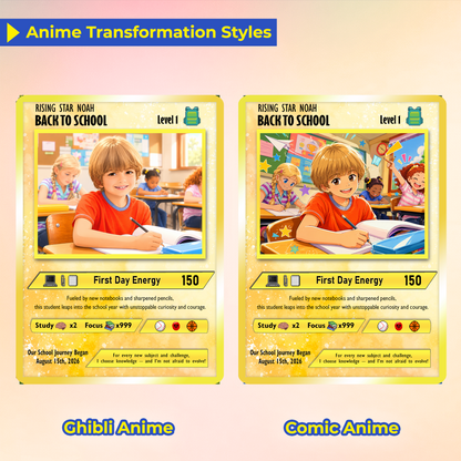Back to School Custom Pokémon Card - Personalized Pokémon Card with Anime Picture for Kids, Students - First Day of School Gift from Parents - CPC-146.A