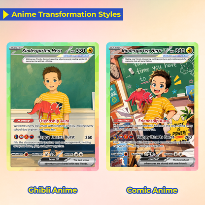 First Day of School Personalized Pokémon Card - Custom Anime Pokémon Card for Kids - Kindergarten Graduation Gift, First Grade Gift from Parents - CPC-BTS-10