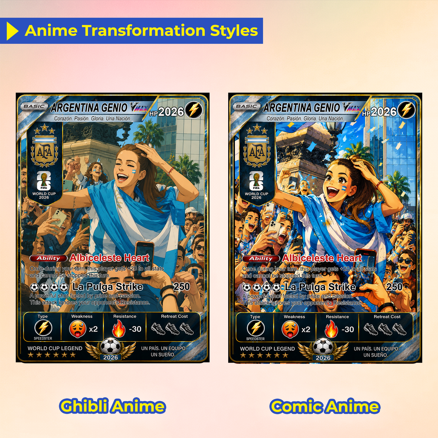 Custom World Cup 2026 Soccer Card, Personalized Football Trading Card, Pokémon-Style Fan Card with Photo, Unique Gift for Soccer Fans - CPC-WC-ARG
