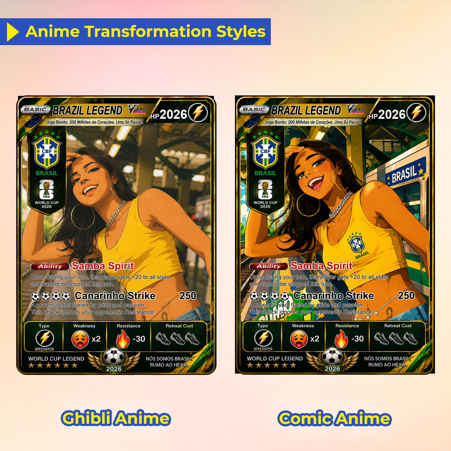 Personalized World Cup 2026 Soccer Card, Custom Football Trading Card, Pokémon-Style Fan Card with Photo, Unique Gift for Soccer Fans - CPC-WC-BRA