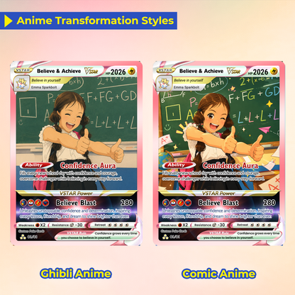 Back to School Custom Pokémon Card - Personalized Pokémon Card with Anime Picture for Kids, Students - First Day of School Gift from Parents - CPC-BTS-18