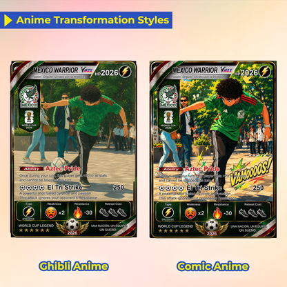 World Cup 2026 Custom Soccer Card, Personalized Football Trading Card, Pokémon-Style Fan Card with Photo, Unique Gift for Soccer Fans - CPC-WC-MEX