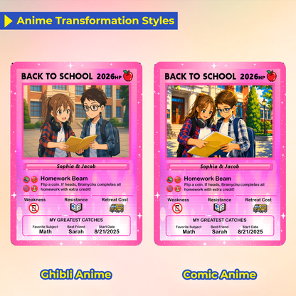 Anime Style Back to School Custom Pokemon Cards, Personalized Pokemon Card for First Day of School, Gift for Students, Son, Daughter - CPC-68