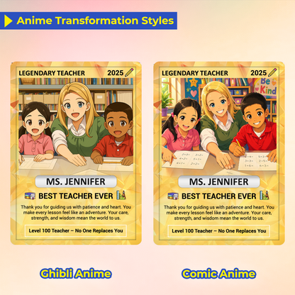 Legendary Teacher Gift Card, Custom Pokemon Cards Teacher Appreciation, Change Your Photo to Ghibli Style, Thank You Teacher Gift, Personalized Pokemon Cards - CPC-67
